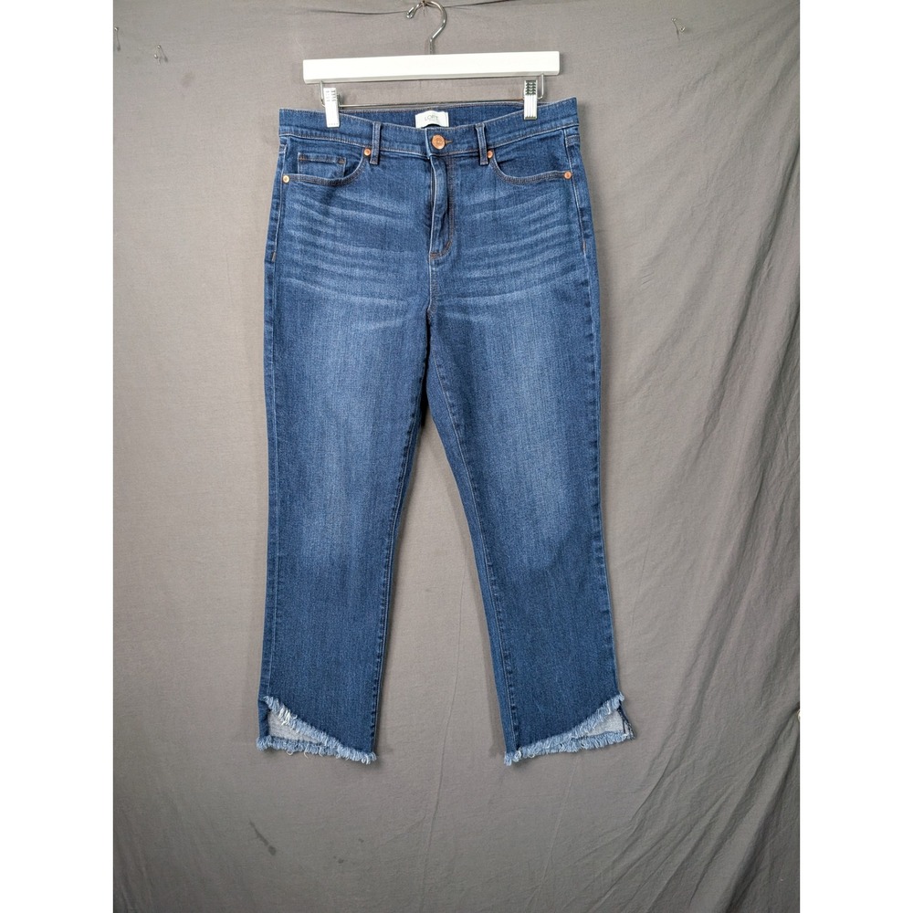 Loft Outlet Womens Straight Leg Jeans Blue Denim Frayed Tulip Hem Size 31/12